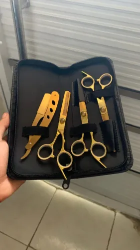 Kit barbeiro, tesouras e navalhete