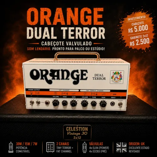 Amplificador Orange Dual Terror + Gabinete 2x12 Celestion Vintage 30