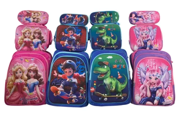 Mochila Infantil Escolar Menina e Menino Personagens + Estojo