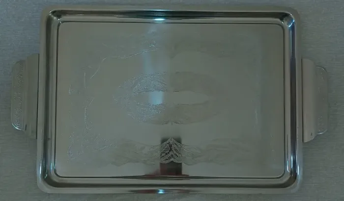 Bandeja Vintage Art-Prata em Aço Inox - Design Trabalhado (Relíquia)