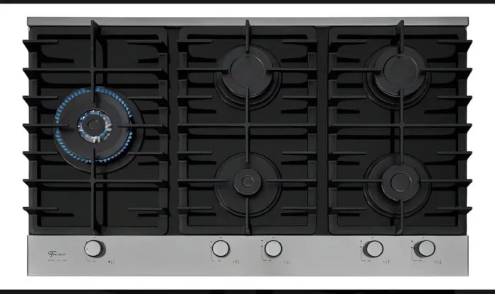 Cooktop a gás Fischer platinium 5 bocas mesa de vidro