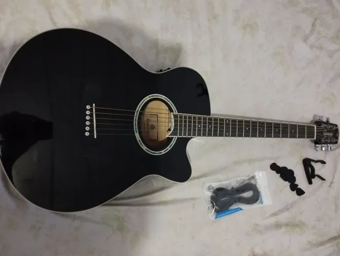 Violão eletroacústico Giannini Performance GSF-1D CEQ Black verniz Brilhante - impecável!
