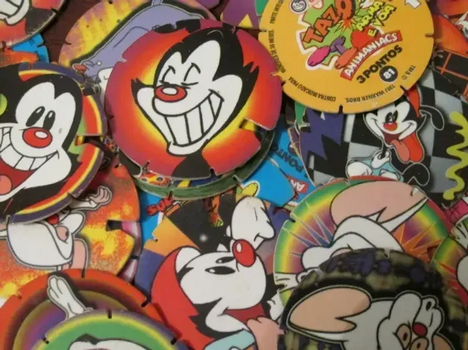 2 tazos Animaniacs Elma Chips, complete sua coleção