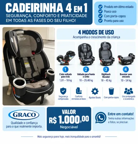 ABAIXOUUU! CADEIRINHA 4 EM 1 DA GRACO.