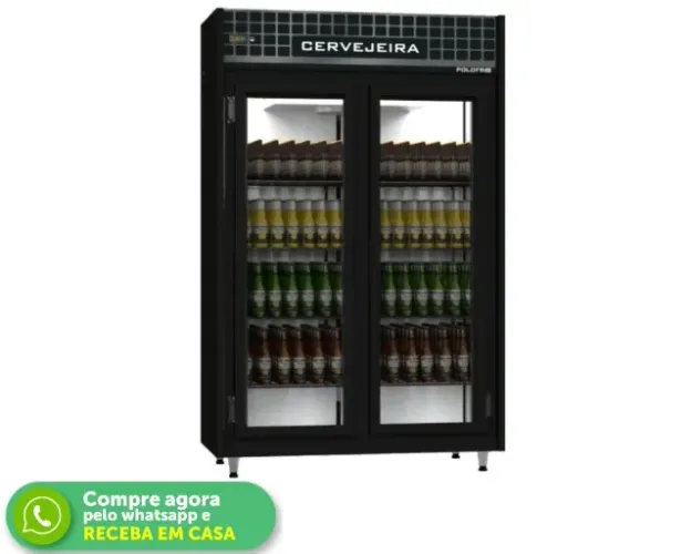 Cervejeira 2 Portas de Vidro Preta Polo Frio 220V