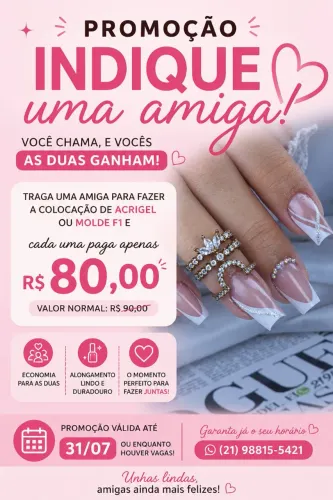 Alongamento de Unhas em Gel | Promoção para Você + Amiga