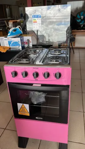 Fogão Clarice 4 Bocas Delicato Rosa Novo com Forno | Promoção