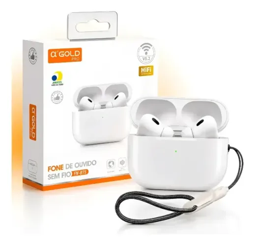 Fone Sem Fio A'gold Bluetooth Bt5 Anti Ruido Premium Cor Bra Fone Sem Fio A'gold Bluetoot