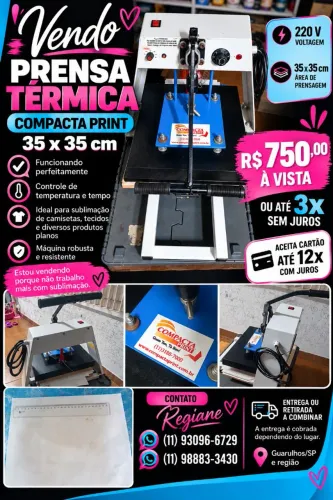 Prensa plana 35x35 Compacta print - Sublimação