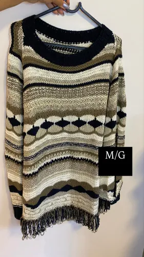 Casaco poncho de lã para o frio