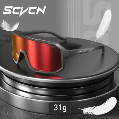 Óculos de Ciclismo SCVCN UV400 Preto para Corrida, Beach Tennis e Triatlo