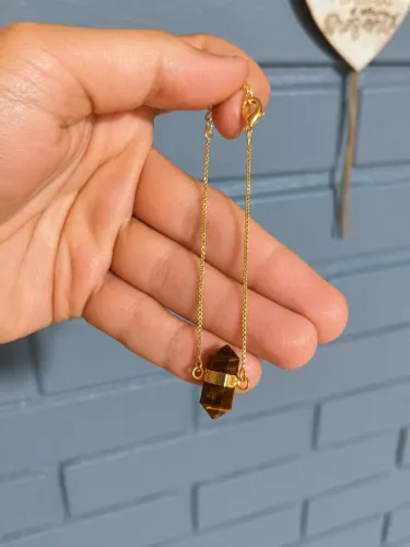 Colar Olho de Tigre Biterminado Folheado a Ouro