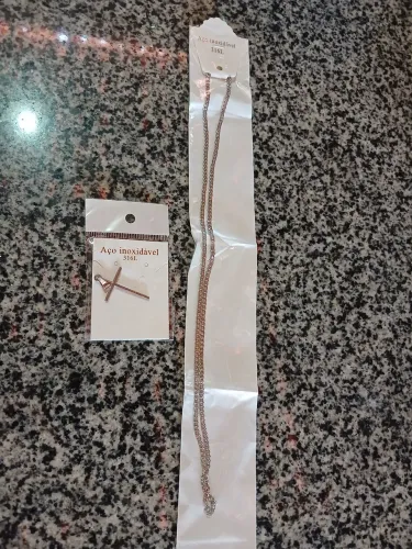 Cordão + pingente cruz palito