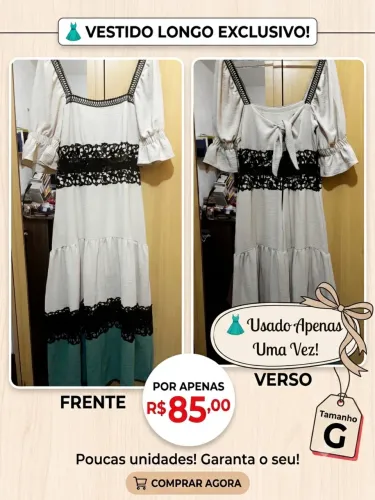 vestido longo feminino bege e verde, tam. g