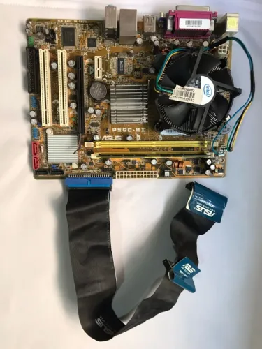 Lote de Peças PC Antigo - Placa Mãe ASUS + Fonte 500W + Gravador DVD Sony + Cabo Flat IDE