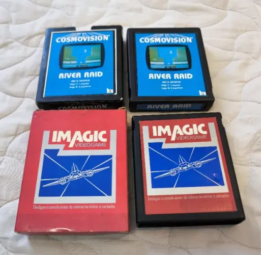 2 Jogos River Raid IMAGIC e Cosmovision Atari 2600 com Caixa CIB