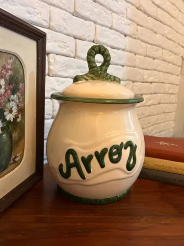 Pote de Arroz em Cerâmica Vintage - Estilo Farmhouse