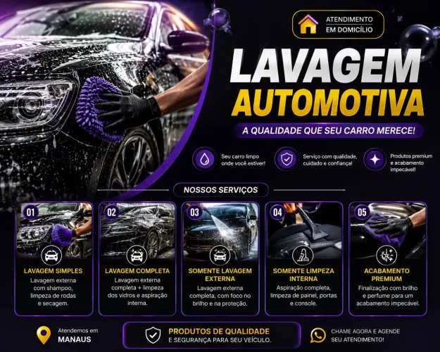 LAVAGEM AUTOMOTIVA A DOMICÍLIO 
