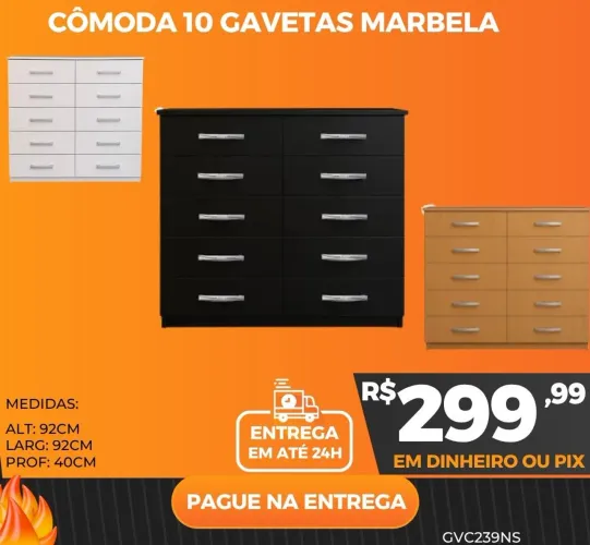 Cômoda 10 gavetas marbela 