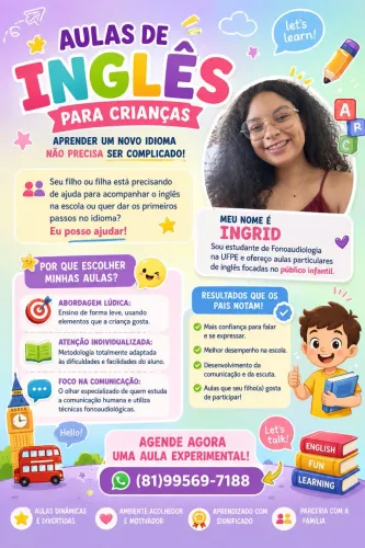 Aulas Particulares de Inglês para Crianças - Reforço e Conversação
