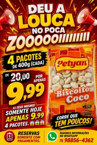 4 pacotes de biscoito poca zoi por apenas 9.99