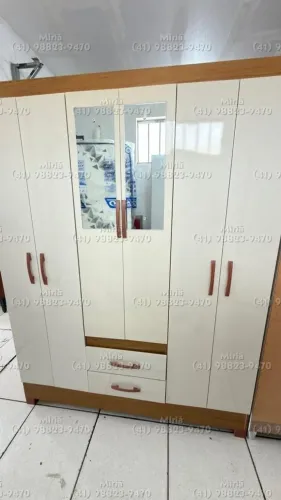 GUARDA-ROUPA 6 PORTAS, 2 GAVETAS, COM ESPELHO - ESPAÇO, PRATICIDADE E ELEGÂNCIA