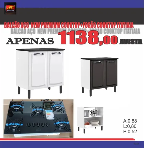 BALCÃO AÇO MEW PREMIUM E COOKTOP ITATIAIA 