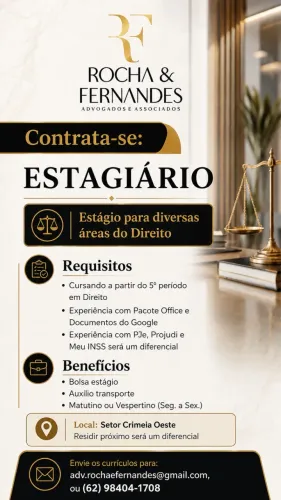 VAGA DE ESTÁGIO | DIREITO - GOIÂNIA/GO