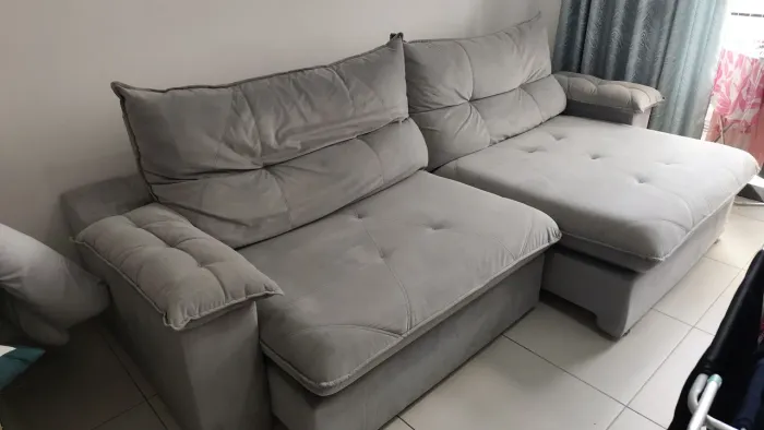 Sofá Retrátil Reclinável 3,00m Molas Ensacadas cor cinza
