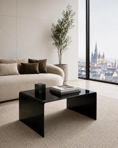 Mesa de Centro Preta em Aço Carbono 70x50x40 