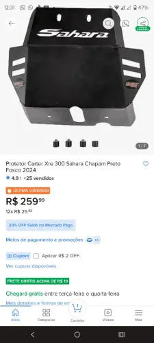 Protetor de cárter da XRE 300