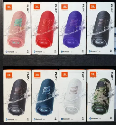 JBL Flip 7 Azul, Branca, Camuflada, Turquesa, Preta, Rosa, Roxa e Vermelha