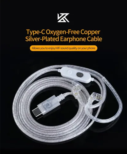 Cabo para fone de retorno para kz tipo c com chip DAC. Funciona em todos os dispositivos