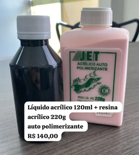 líquido acrílico 120ml + resina acrílico 220g
