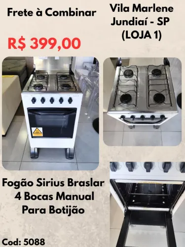 Fogão Sirius Braslar 4 Bocas manual