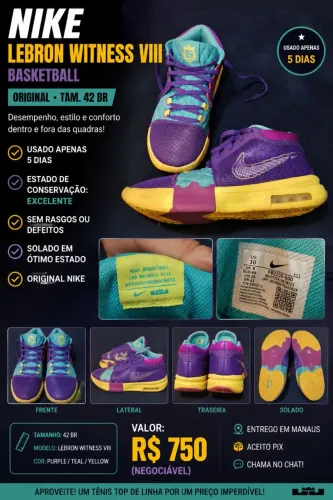 ? Nike LeBron Witness 8 Original - Tam. 42 BR