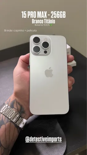 Iphone 15 PRO MAX - 256GB- BRANCO TITÂNIO - BATERIA 100% 