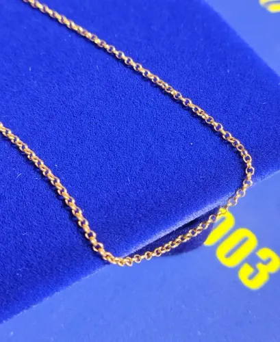  Cordão Elos Português Peso 4.30 Gramas 46 Cm 2 mm Oco Fecho Boia  