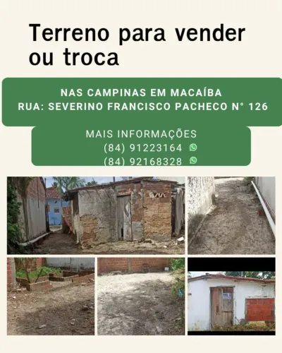 Vendo ou troco terreno em Macaíba 20 mil