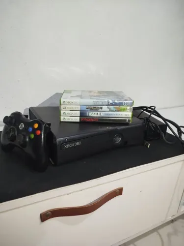 Xbox 360 Slim + Controle Original + Jogos Originais Leia Descrição
