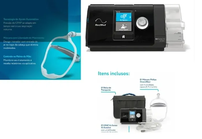 CPAP NASAL COM UMIDIFICADOR E MÁSCARA NASAL