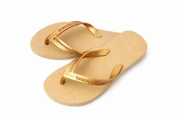 Chinelo Feminino Estilo Havaianas Dourado Confortável