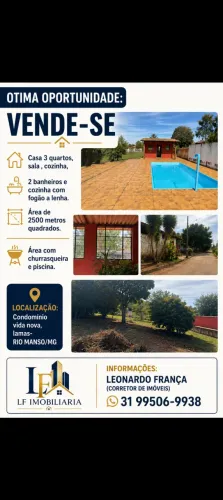 Excelente oportunidade de chácara de 2.500 m2 na cidade de Rio Manso