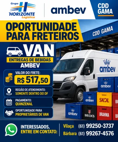 captação de vans para entregas na ambev gama