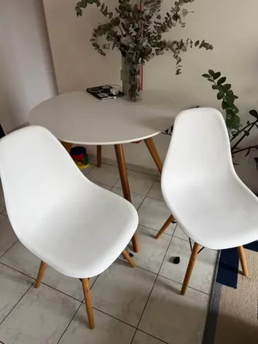 Conjunto mesa jantar 88cm + 2 cadeiras abra casa