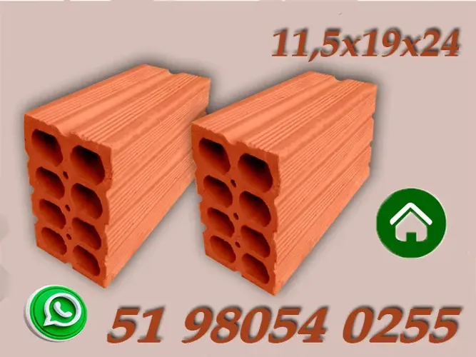 Tijolos 8 Furos 11,5x19x24