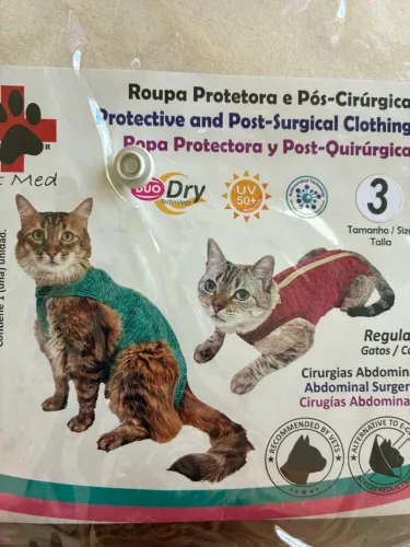 Roupa pós-cirúrgica gatos de 3 a 5 kg