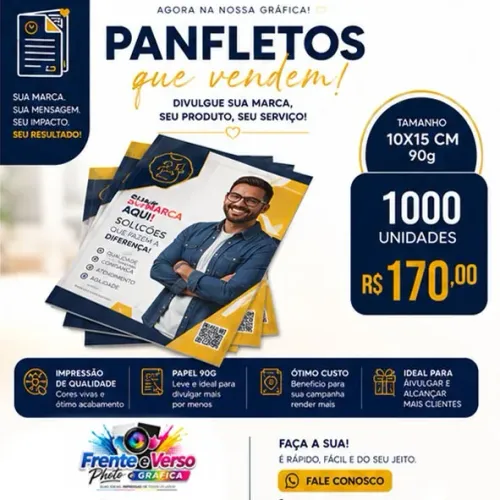 ? Panfletos 10x15 cm | Papel 90g * 1000 un. ? R$ 170,00