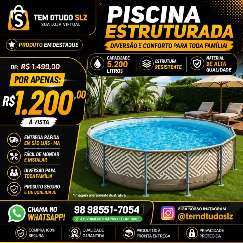 Piscina estruturada de 5.200 Litros á pronta entrega