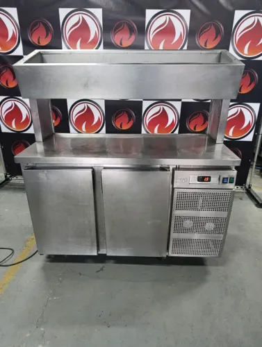 Balcão refrigerado industrial 220 volts 2 portas com uma condimentadora refrigerada